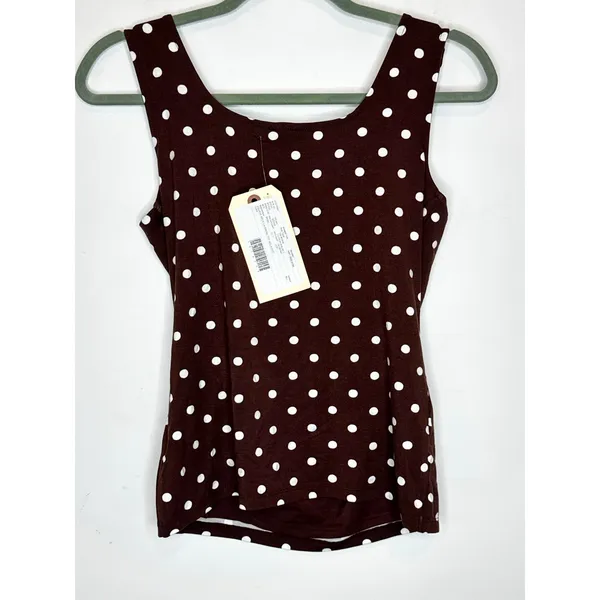 Ann Taylor Square Neck Polka Dot Layering Tank Top Rich Walnut Brown Size S NWT - Image 2