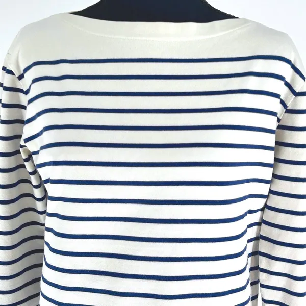 VTG Ralph Lauren Petite Womens PL‎ Striped Long Sleeve Preppy Y2K Top Navy White - Image 4