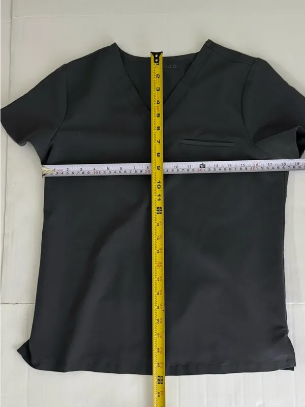 Mandala Scrubs Equa-Tek Gray Scrub Top V Neck Stretch Pocket Short Sleeve Uniform - Image 8