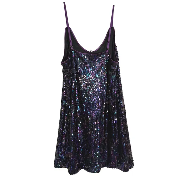 NWT Allegra K Iridescent Sequin V Neck Mini Party Club Dress Purple Green Large - Image 5