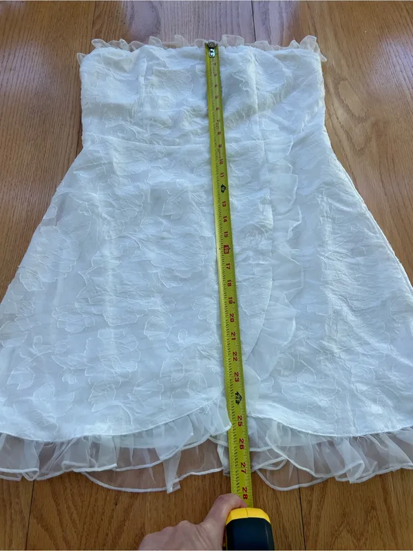 NWT Lulus Sweetness White Floral Jacquard Strapless Mini‎ Dress L Sorority Rush - Image 8