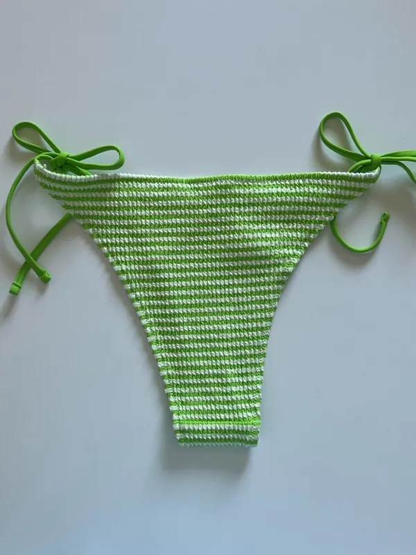 {Aerie} Brand New Crinkle Stripe Cheekiest Tie Bikini Bottoms - Image 8