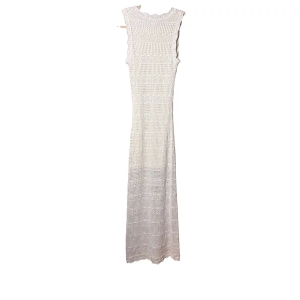 Olive +‎ Oak Womens Maxi Dress S White Crochet Pointelle Knit Boho Coastal READ - Image 2