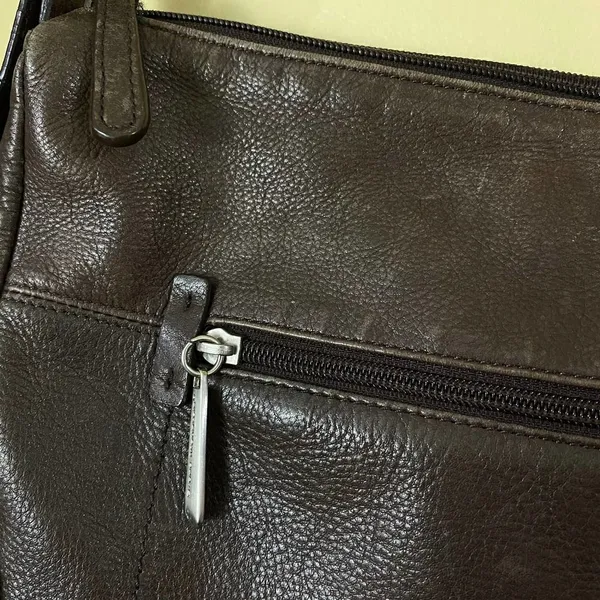 Vintage Stone Mountain Brown Leather Shoulder Bag - Image 8