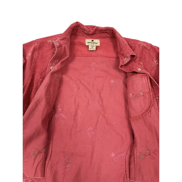 Woolrich Cropped Corduroy Jacket Embroidered Red Y2K Indie‎ Cottagecore M - Image 3