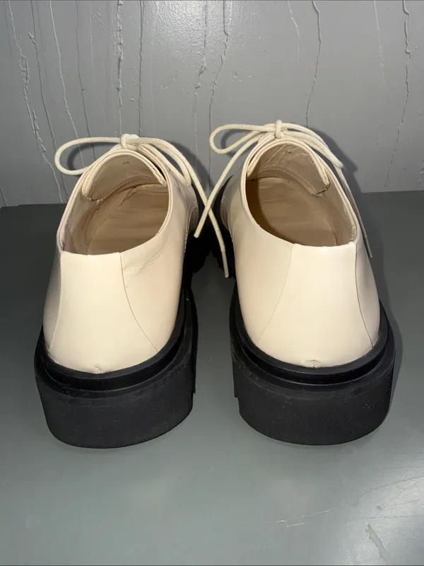 Anthropology Maeve Cream Lace-Up Platform Loafers with Black Sole - Image 7