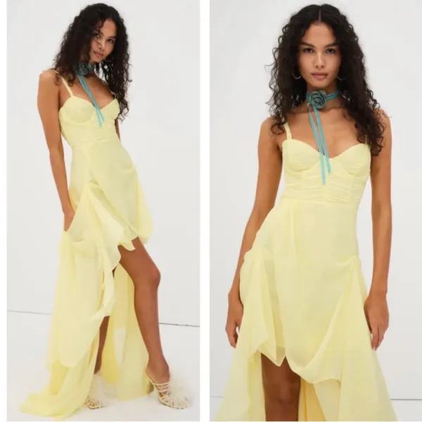For Love & Lemons Formal Ball Gown June Demi Corseted Tiered Hi Low Princess - Image 2