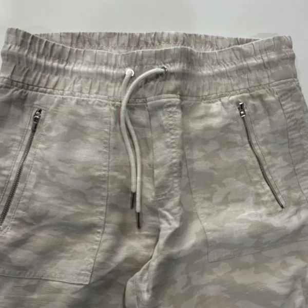 Athleta Cabo Tide‎ Linen Jogger Neutral Beige Tan Camo Print Pants - Size 6. - Image 3