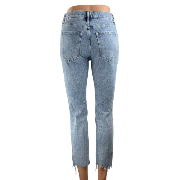 Banana Republic Blue High Waisted Distressed Frayed Skinny Denim Jeans Pants 26 - Image 3