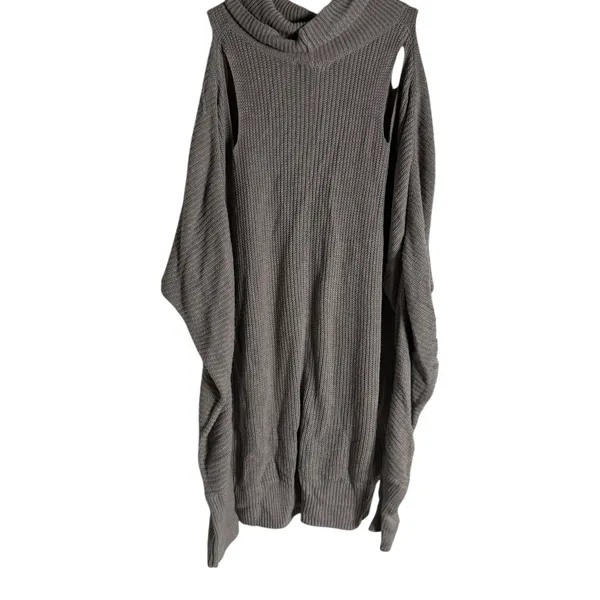 Ella Moss Barley Gray Cut Out Cashmere Blend High Neck Knit Tunic Sweater Size M - Image 11