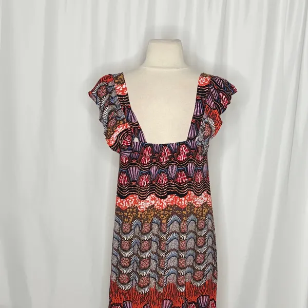 Anthropologie COREY LYNN CALTER Doriane Midi Dress Print Ruffled Abstract XS - Image 9