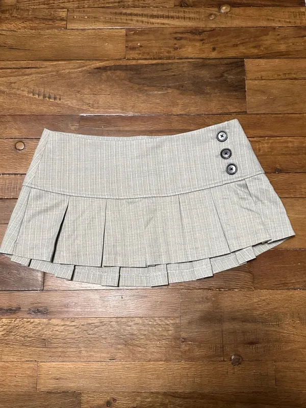 Danielle Guizio Pleated Micro Mini Skirt in Grey Plaid New Medium - Image 6