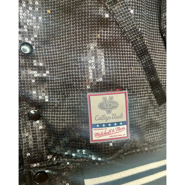 Mitchell & Ness LSU Tigers Sequin Bomber Jacket Black Snap Front S - Image 3