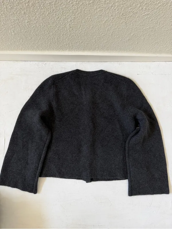 Quince 100% Mongolian Cashmere Structured Cardigan Grey Charcoal Size XL - Image 4