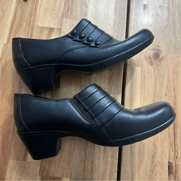 Clarks Bendables Black Leather Comfort Heels | Women’s 8M - Image 7