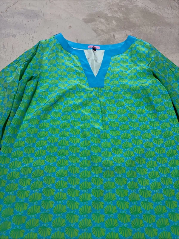 Lilly Pulitzer silk Turquoise lime seashell clam Dress 14 - Image 2