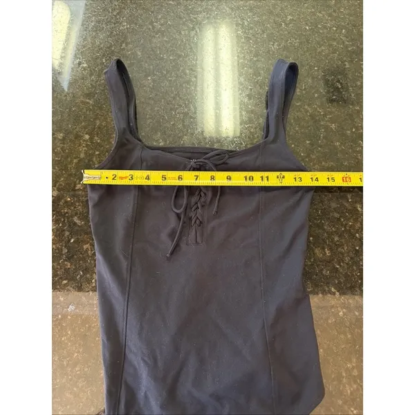 Abercrombie & Fitch Soft A&F Collection Black Thong‎ Bodysuit Sz Med Tank Top - Image 5