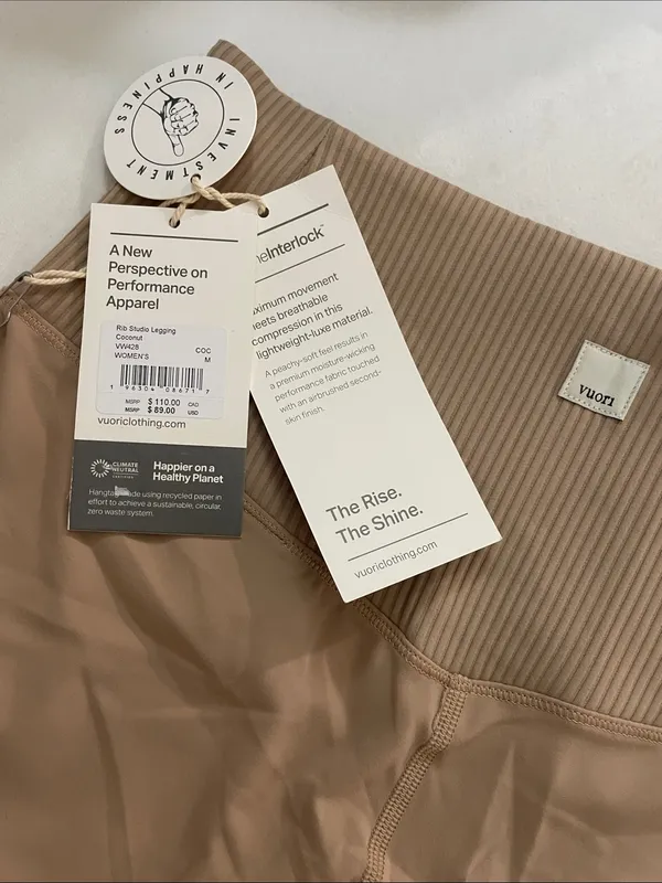 Vuori NWT Rib Studio High-Waisted Leggings Coconut Size M - Image 8
