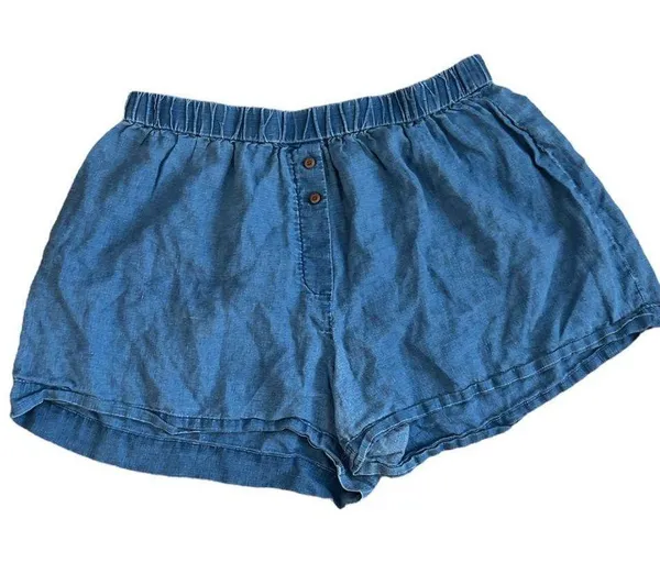 Women’s Lounge Linen Boxer Shorts *flaw | Blue | XL - Image 2