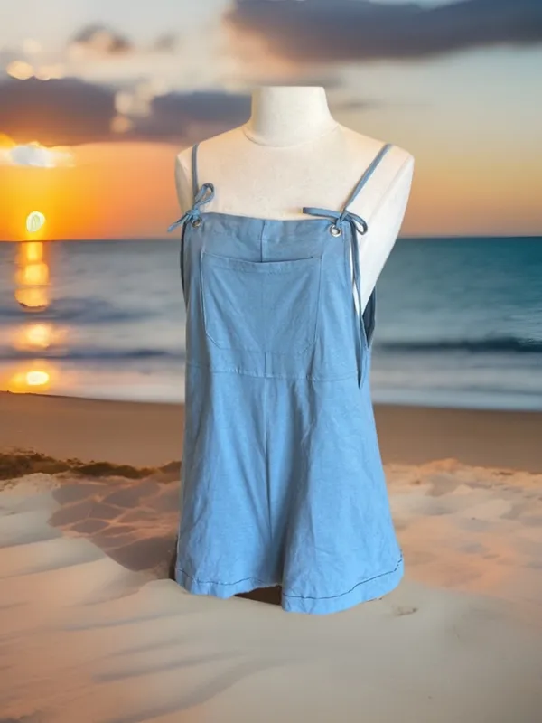 Cider Overall Romper Dusty Blue New - Image 3