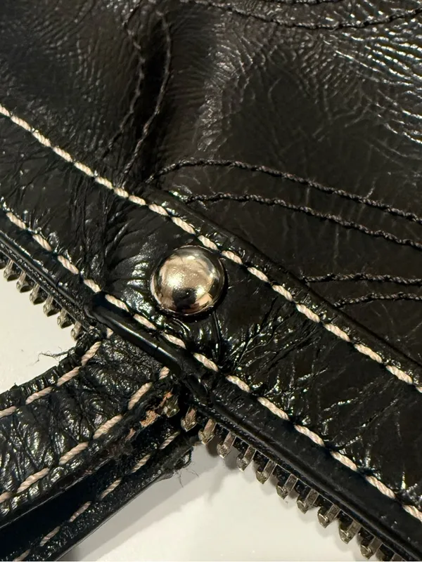Coach East West Gallery Embossed Patent Leather Medium Tote Black Bag Authentic - Image 12