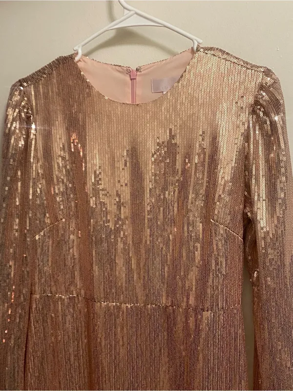 Rachel Parcell Womens Midi Dress S Small Rose Gold Pink Sequins Allover Formal - Image 2
