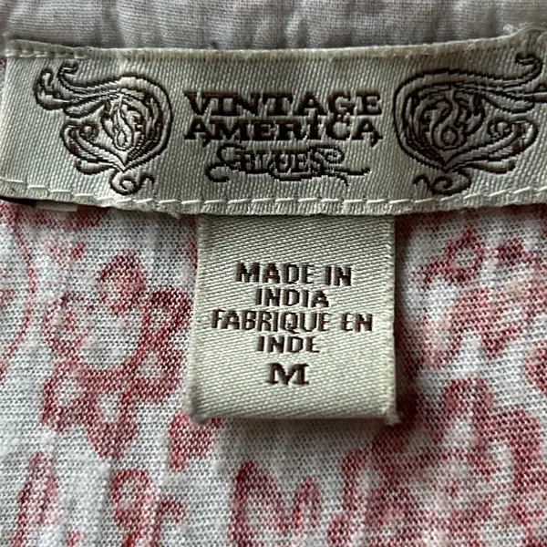 Vintage America Boho Pleated Notch Neck Oversized Peasant Blouse - Image 7