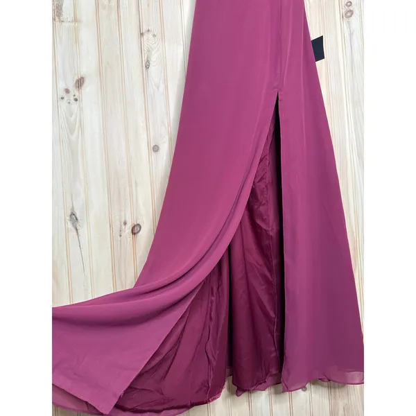 NWT Lulus Sweetest Entrance Dark Magenta Ruffled Tie-Back Maxi Dress Gala Size M - Image 5