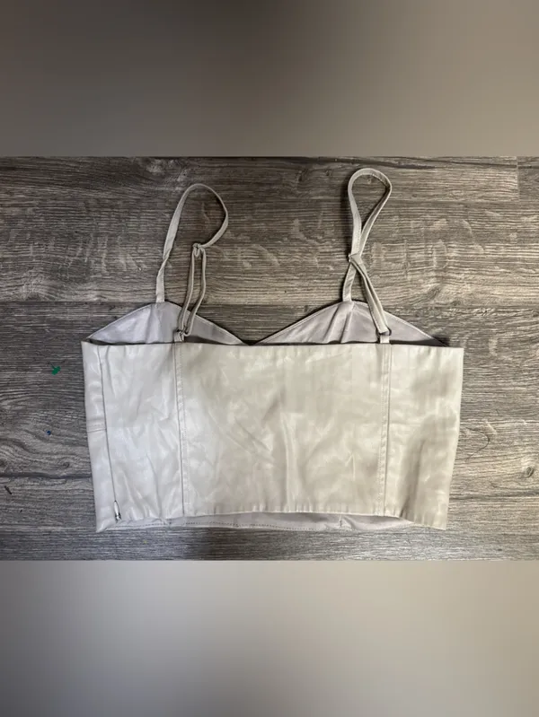 Zara Faux Leather Corset Tank Top Beige Cream Size M - Image 3