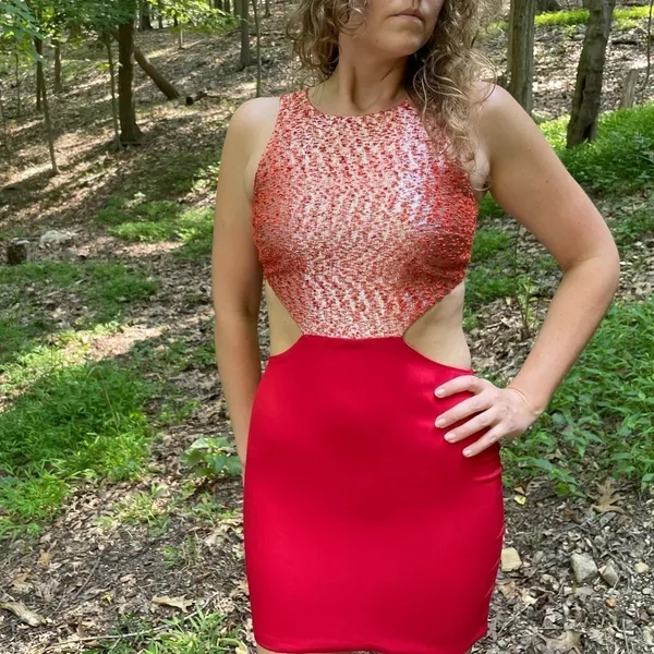 Naven x Revolve‎ Sparkle Cut Out Mini Dress Red S - Image 10