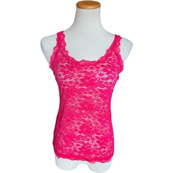 Womens Adore Me Roanne Hot Pink Lace Lingerie Sleep Tank Top - Sz M - Image 2