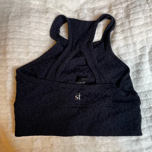 STRUT THIS One Size Navy Black Racerback Sports Bra No Padding Leopard‎ Cheetah - Image 2
