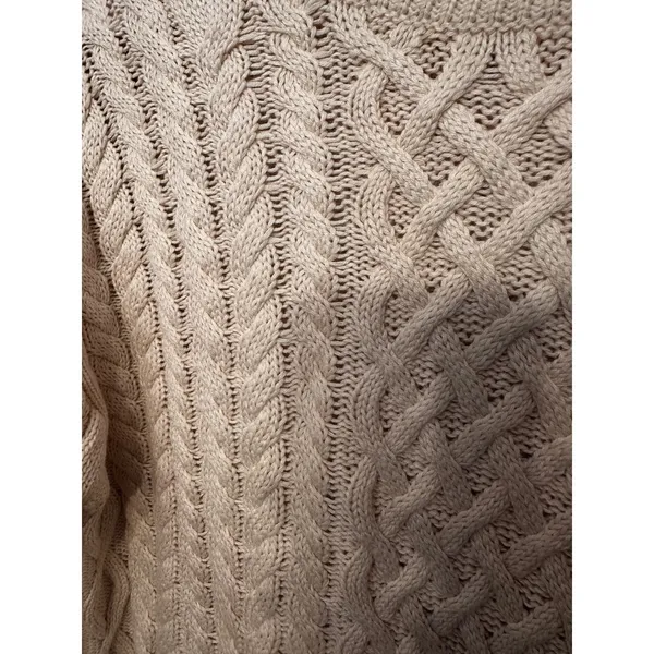 J.Crew Cotton-Cashmere‎ Cable-Knit Relaxed Crewneck Pullover Sweater Size M - Image 4