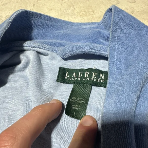 Ralph Lauren Polo Ralph Lauren TerryCloth Bath Robe Light Blue Belted UNISEX SZ L - Image 3