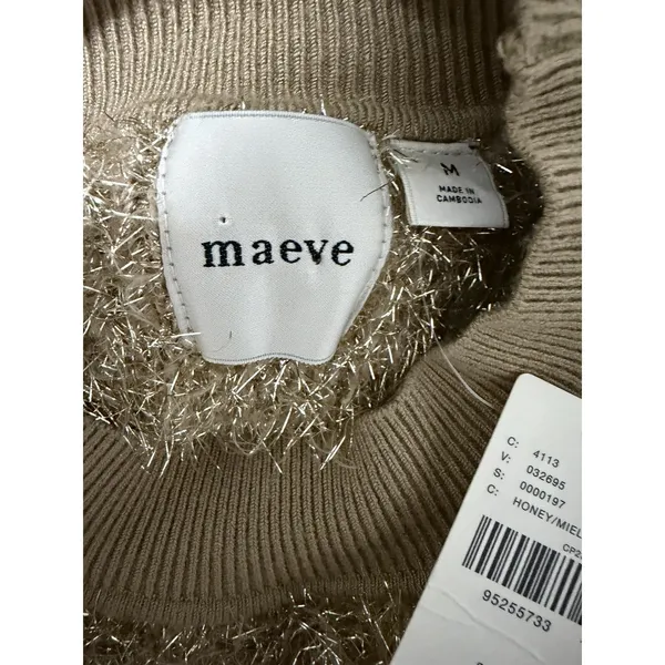 Anthropologie Maeve Violetta SS Tinsel‎ Sweater Honey Women's Size Medium - Image 10