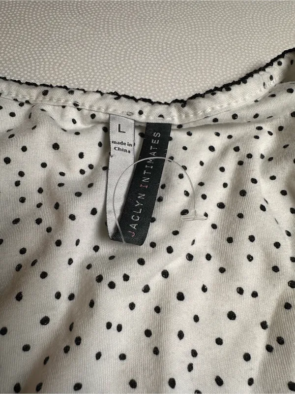 Jaclyn Intimates Polka Dot Romper Pajama Set White Black Size Large Y2K Style - Image 6