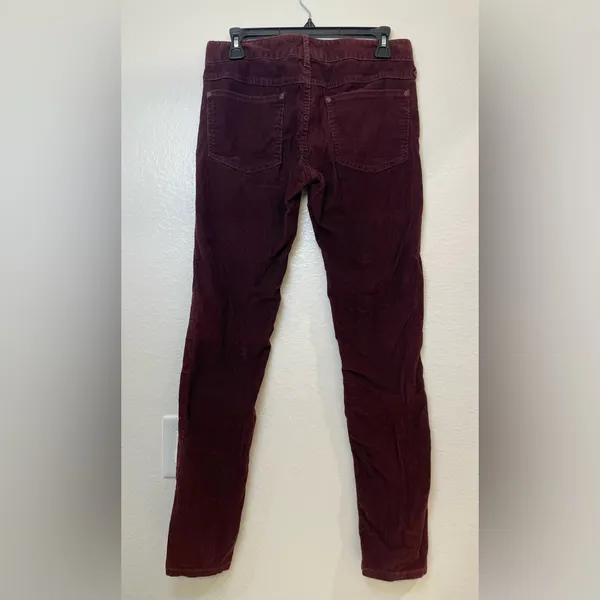 Free People Women’s Burgundy Corduroy Velvet Skinny Straight Leg Pants Size‎ 28 - Image 6