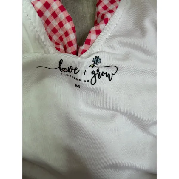 Love & Grow Red Gingham Plaid Ruffle One Piece Swimsuit Size Medium - Image 4