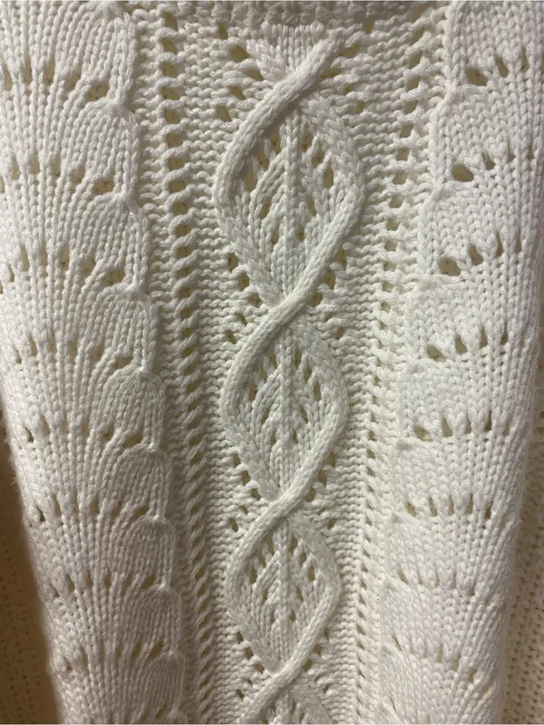 Line & Dot Cream Cable Knit Crewneck Sweater - Image 2