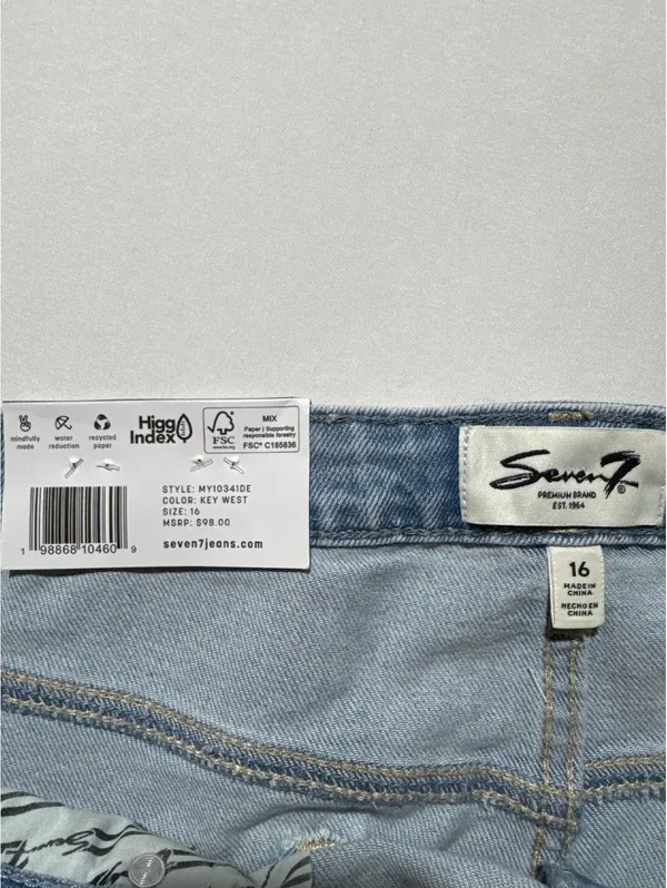 Seven7 Premium Brand Light Blue Straight Leg Jeans Size 16 - Image 6