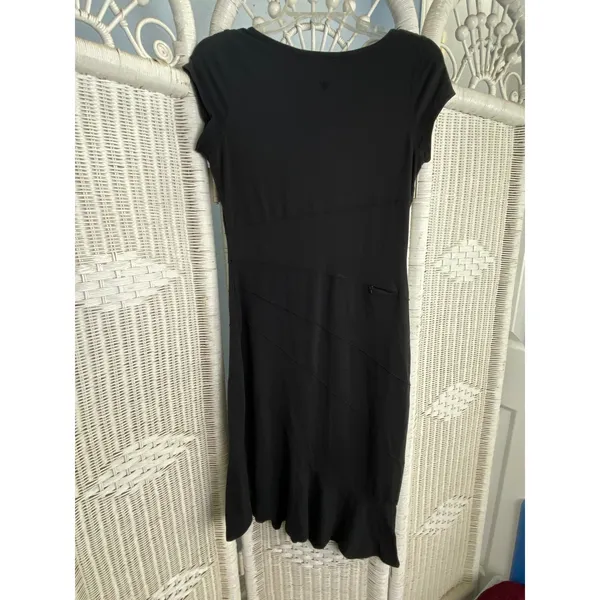 Athleta Crescendo Asymmetrical Stretch Dress Black Size‎ Small Travel Knit - Image 2