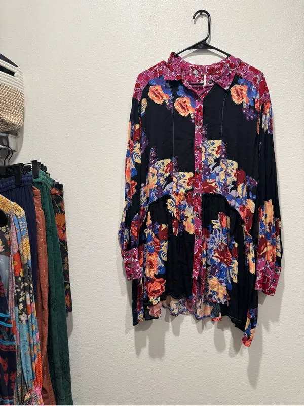 Free People Brunch A Bunch Floral Tunic Dress NWOT L - Image 3