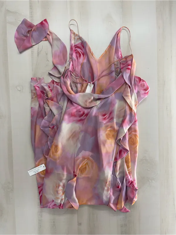 nwt FOR LOVE AND LEMONS pink watercolor beate maxi dress event - Image 6