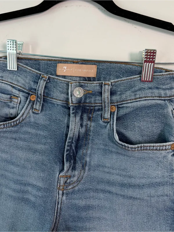 7 For All Mankind Slim Kick High-Rise Cropped Jeans Size 24 Preppy Coastal - Image 3