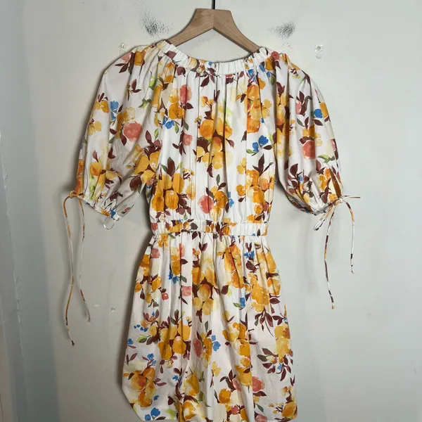 ABERCROMBIE- Poplin Puff Sleeve Mini Dress Floral Size S - Image 6