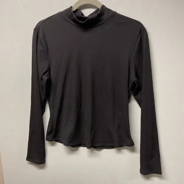 Athleta Black Ribbed Mock Neck Long Sleeve‎ Top Size L - Image 3