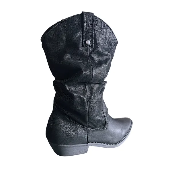 American Rag Black‎ Western Cowboy Boots Ruched Slouchy Block Heel Ankle Boot - Image 7