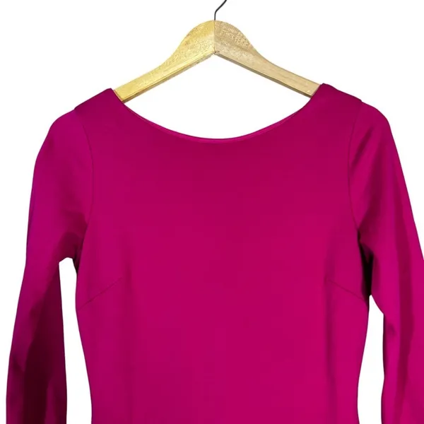 Lulus Solid Long Sleeve Maxi Dress Magenta Barbiecore Side Slit Size M - Image 3