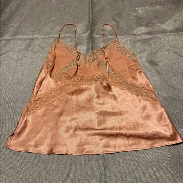 Victoria's Secret Peach Satin Lace Cami - Image 2