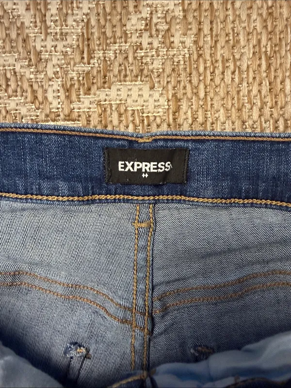 Express Medium Blue Straight-Leg super high rise Jeans - Image 2